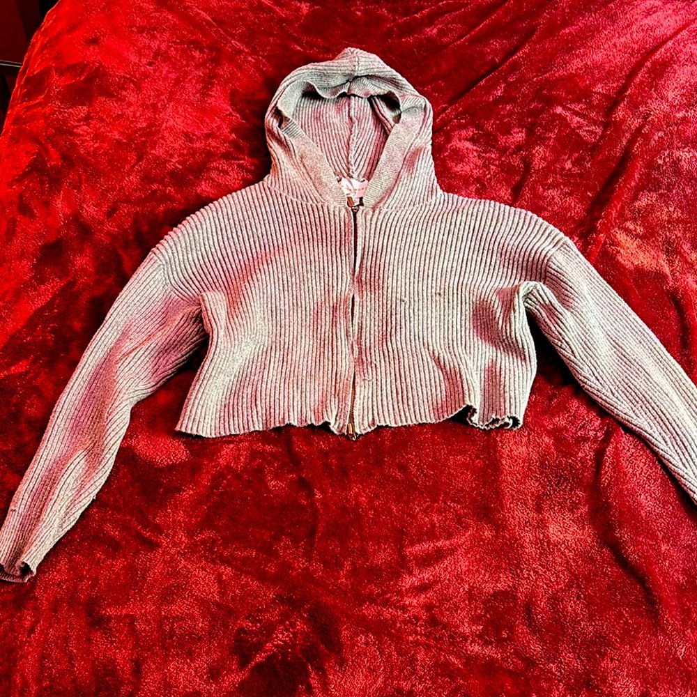 Pink Rose Women's Pink Cropped Zip-Up Hoodie